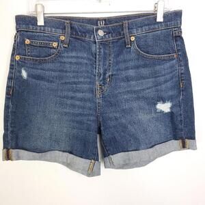 Gap Shorts WOmens 29 Denim Rolled Cuff 5 Inch Inseam Distressed Stretchy